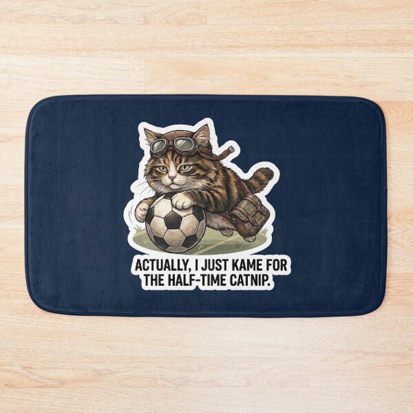 Item preview, Funny Soccer Cat Half-time Catnip Meme Design designed and sold by Serene Whiskers.