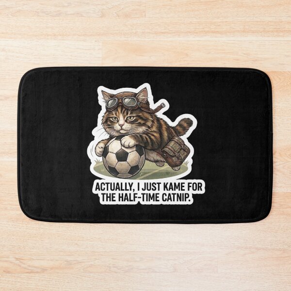 Item preview, Funny Soccer Cat Half-time Catnip Meme Design designed and sold by Serene Whiskers.