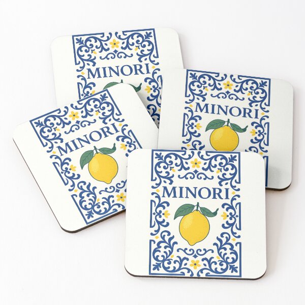 Item preview, Minori Amalfi Coast – Italian Lemon Blue Tile Design designed and sold by EmeraldeaArt.