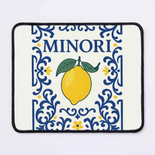 Item preview, Minori Amalfi Coast – Italian Lemon Blue Tile Design designed and sold by EmeraldeaArt.