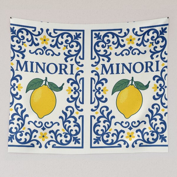 Item preview, Minori Amalfi Coast – Italian Lemon Blue Tile Design designed and sold by EmeraldeaArt.