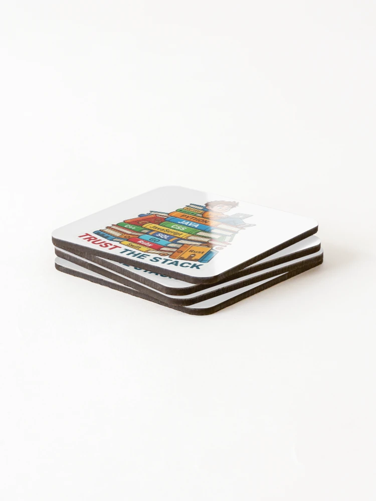 Thumbnail 4 of 5, Coasters (Set of 4), Trust The Stack Full Stack Developer Programming Languages designed and sold by AkDesign022.