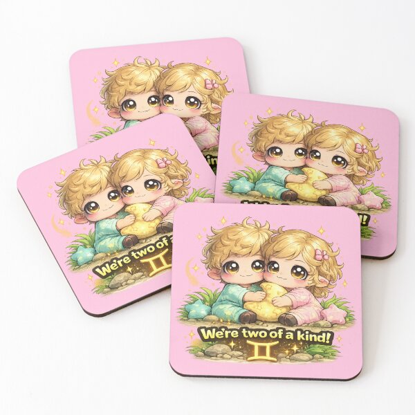 Item preview, Funny Cute Gemini Twins Big Eyes Kawaii Zodiac Cartoon Two of a Kind designed and sold by StickyDelights.