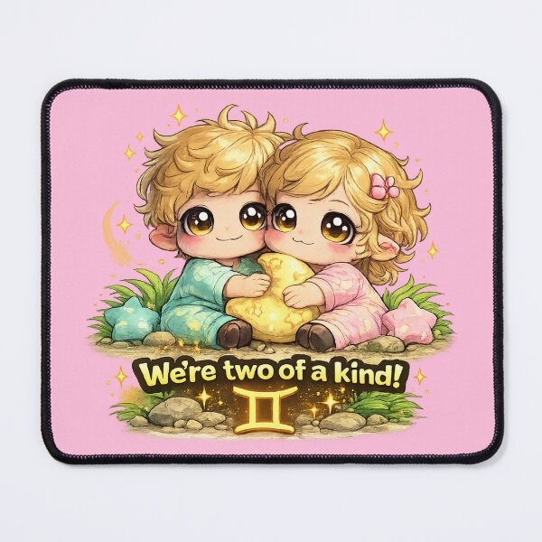 Item preview, Funny Cute Gemini Twins Big Eyes Kawaii Zodiac Cartoon Two of a Kind designed and sold by StickyDelights.