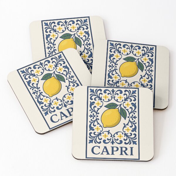 Item preview, Capri Amalfi Coast – Italian Lemon Blue Tile Design designed and sold by EmeraldeaArt.