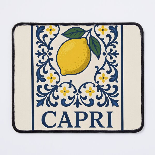 Item preview, Capri Amalfi Coast – Italian Lemon Blue Tile Design designed and sold by EmeraldeaArt.
