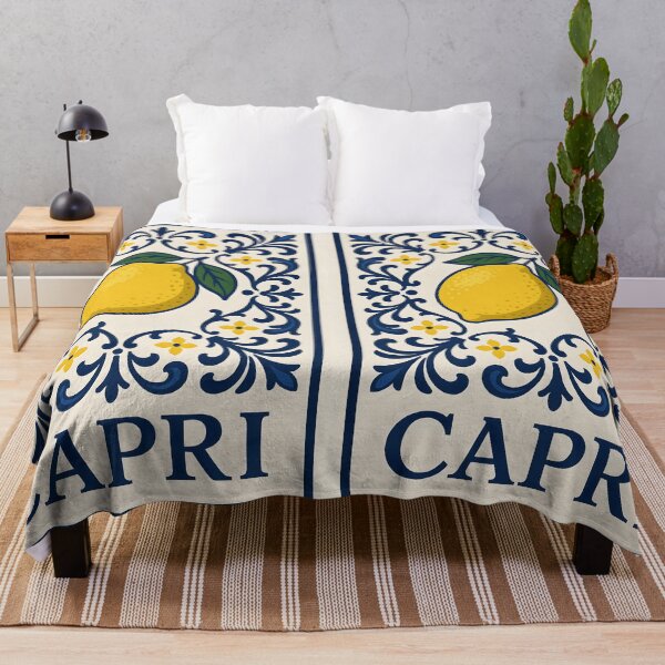 Item preview, Capri Amalfi Coast – Italian Lemon Blue Tile Design designed and sold by EmeraldeaArt.
