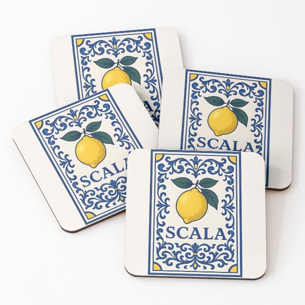 Item preview, Scala Amalfi Coast – Italian Lemon Blue Tile Design designed and sold by EmeraldeaArt.