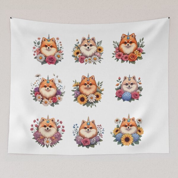 Item preview, Pomeranian Unicorn-Floral Puppy Cute Flower Aesthetic designed and sold by JessArty ⭐⭐⭐⭐⭐.