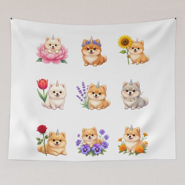 Item preview, Pomeranian Unicorn-Cute Puppy Flowers Pastel Kawaii designed and sold by JessArty ⭐⭐⭐⭐⭐.