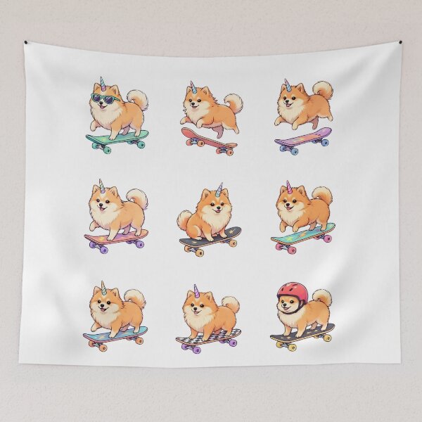 Item preview, Pomeranian Unicorn-Skateboarding Puppy Funny Cute Dog designed and sold by JessArty ⭐⭐⭐⭐⭐.