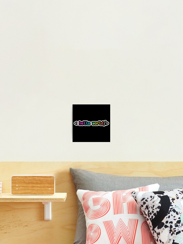 Thumbnail 2 of 3, Photographic Print, Hello World Neon Programmer First Code Syntax designed and sold by AkDesign022.