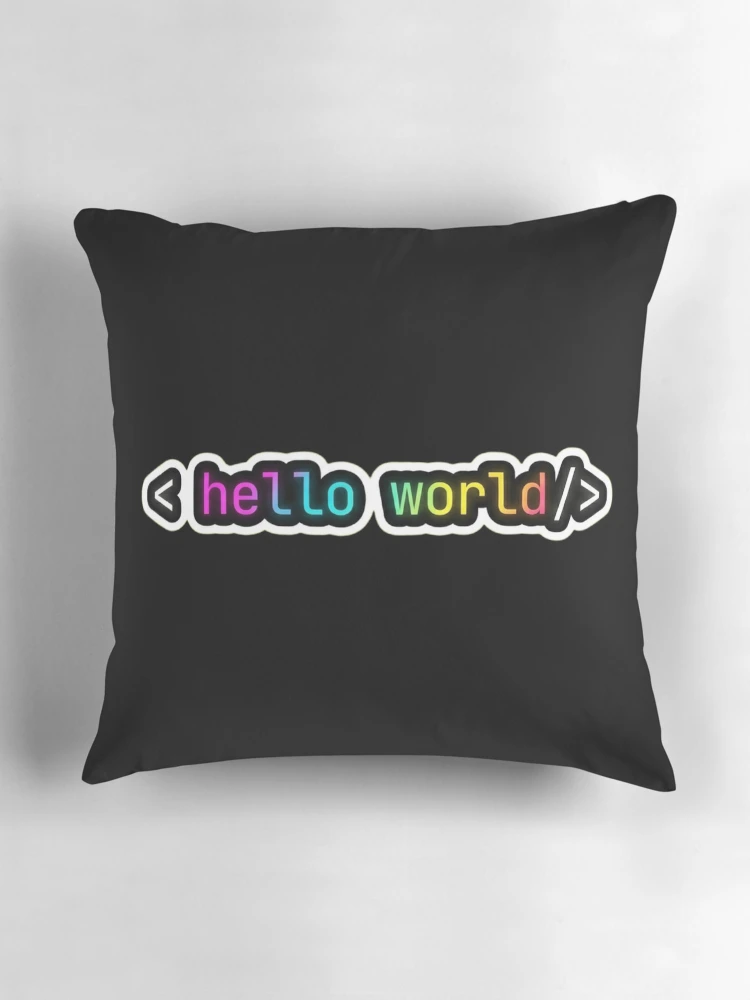 Thumbnail 3 of 4, Pillow, Hello World Neon Programmer First Code Syntax designed and sold by AkDesign022.