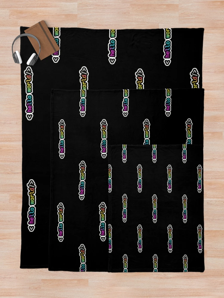 Thumbnail 5 of 6, Throw Blanket, Hello World Neon Programmer First Code Syntax designed and sold by AkDesign022.