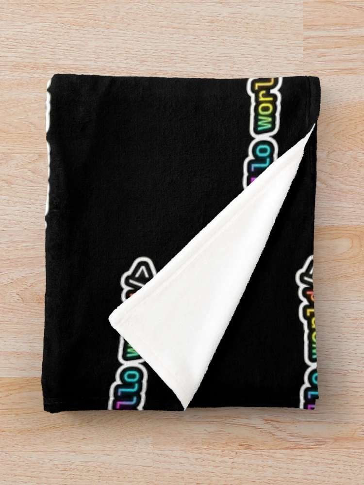 Thumbnail 3 of 6, Throw Blanket, Hello World Neon Programmer First Code Syntax designed and sold by AkDesign022.