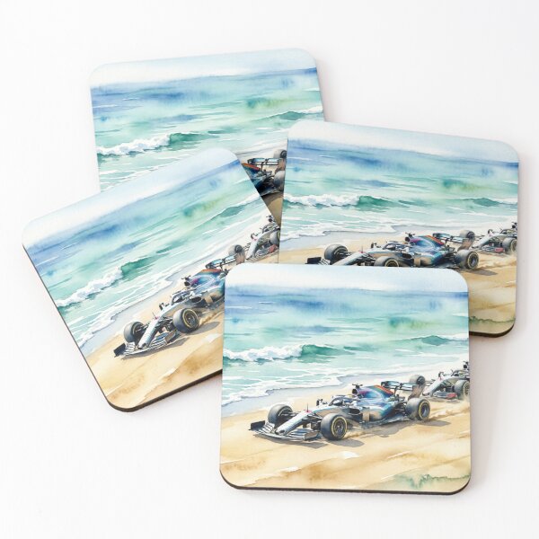 Item preview, Carrera costera: coches de F1 en la playa (pintura en acuarela) designed and sold by ticzla95.