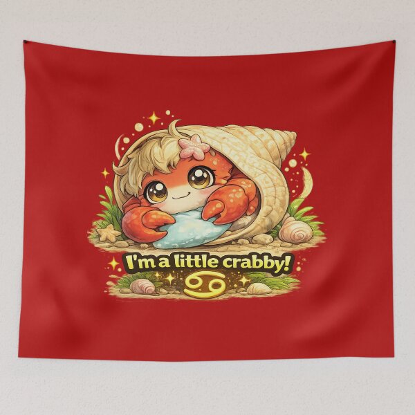 Item preview, Funny Cute Cancer Crab Big Eyes Kawaii Zodiac Cartoon I’m a Little Crabby designed and sold by StickyDelights.