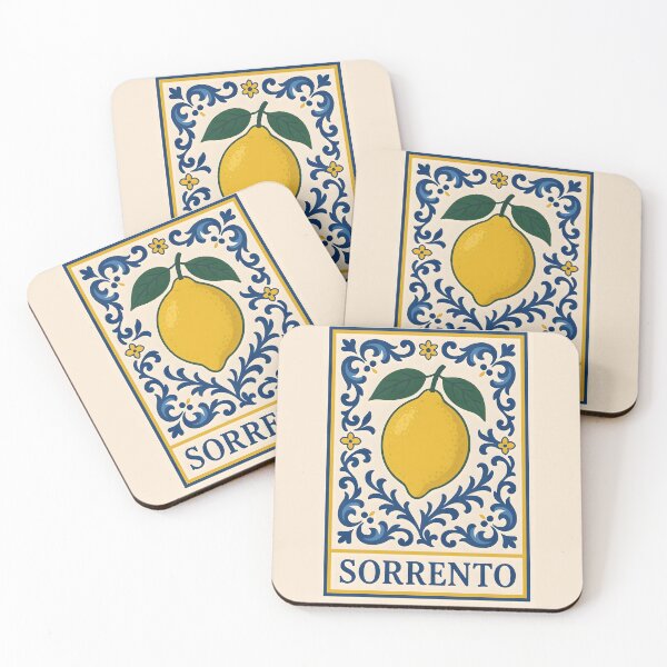Item preview, Sorrento Lemon – Amalfi Coast Blue Tile Italian Design designed and sold by EmeraldeaArt.