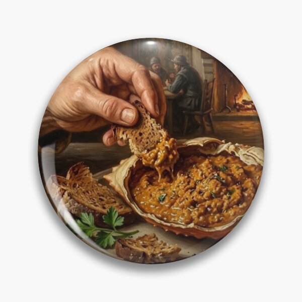 Item preview, Appetizing Crab Liver Meal with Sides and Rustic Setting designed and sold by Uniqueartai.