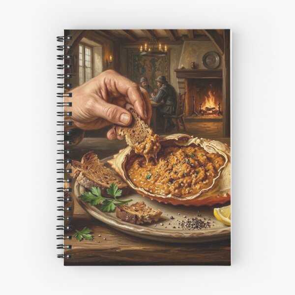 Item preview, Appetizing Crab Liver Meal with Sides and Rustic Setting designed and sold by Uniqueartai.
