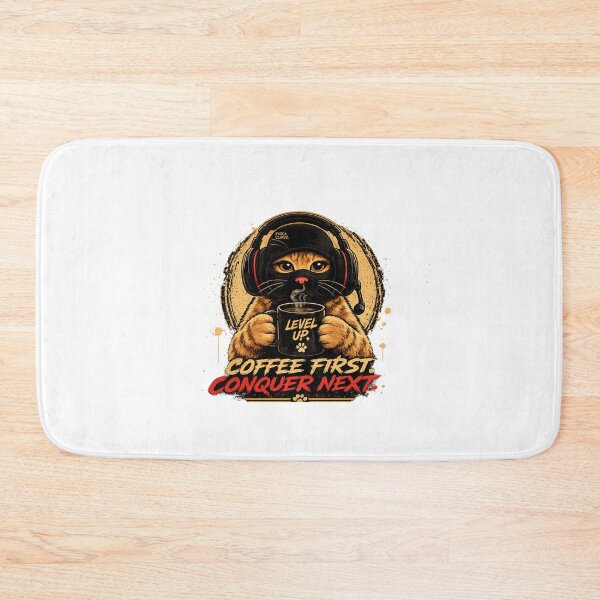 Item preview, Coffee First Conquer Next Gamer Cat T-Shirt designed and sold by McPurrface.