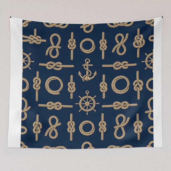 Item preview, Nautical Rope Knot Pattern Anchor Navy Coastal Design designed and sold by AnnSign.