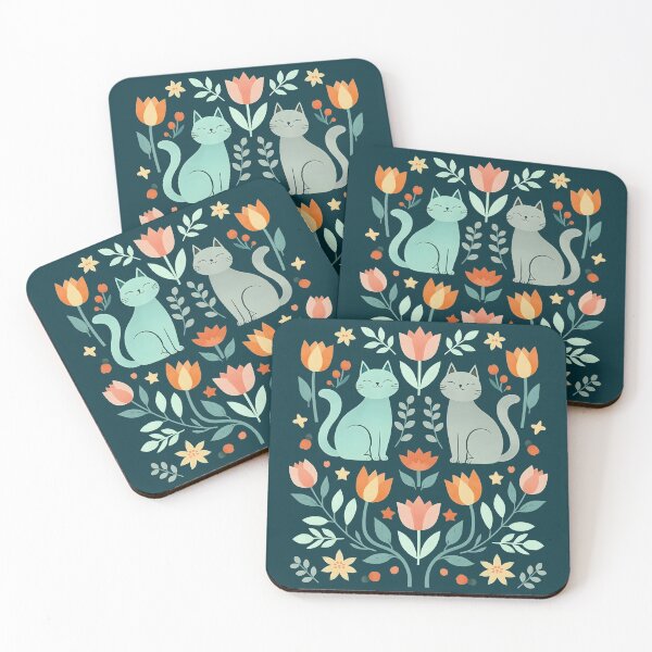 Item preview, Floral Folk Cat Pattern designed and sold by xiao xuans.