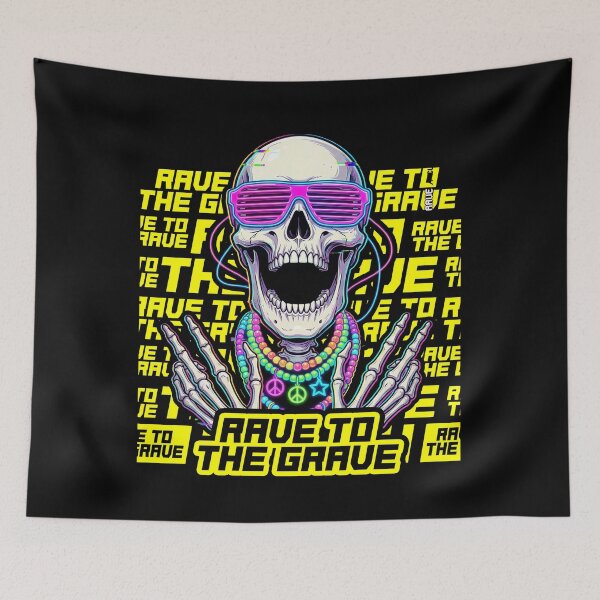 Item preview, Rave to the Grave - Neon Cyberpunk Skeleton designed and sold by RaveCultureLab.