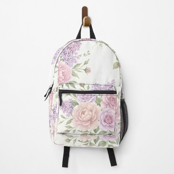 Artikelvorschau, Zartes pastellfarbenes Blumenmuster mit rosa Rosen und Fliederblüten auf hellcremefarbenem Hintergrund – Romantisches botanisches Vintage-Design entworfen und verkauft von Soulprint Art.