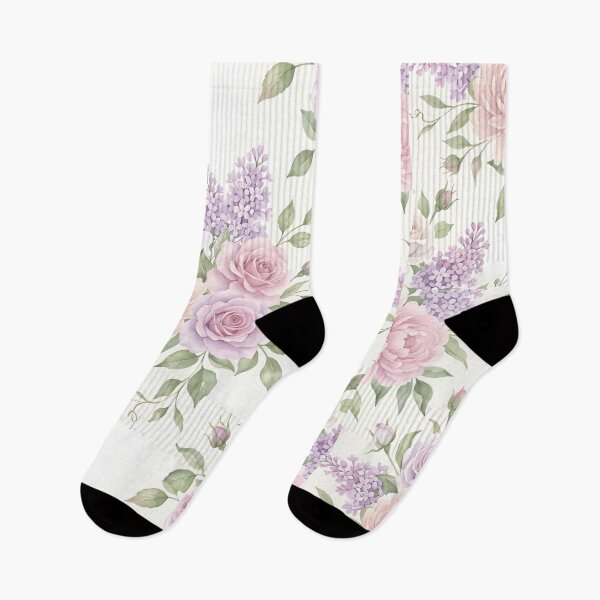 Item preview, Soft Pastel Floral Pattern with Pink Roses & Lilac Flowers on Light Cream Background – Romantic Vintage Botanical Design designed and sold by Soulprint Art.