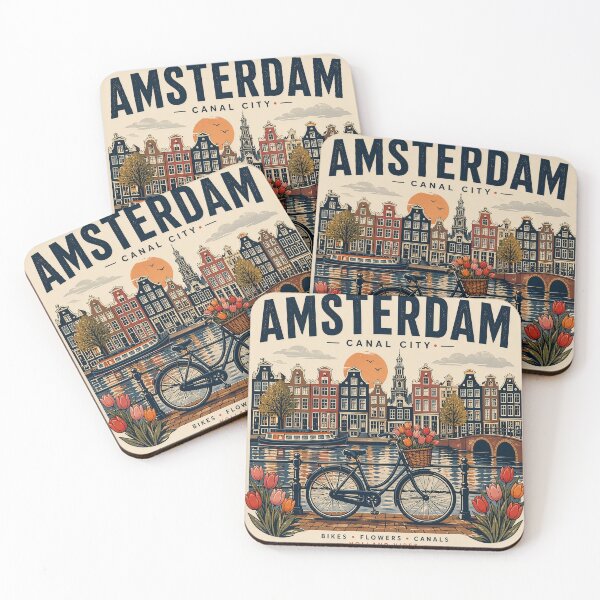 Item preview, Amsterdam city canals tulips holland vibes bicycles  designed and sold by Kate1art.