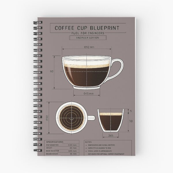 Item preview, Coffee Cup Blueprint Design, Fuel for Engineers, Engineer Coffee Graphic, Technical Drawing Coffee Cup, Printable Merch Design designed and sold by IrynaLineArt.