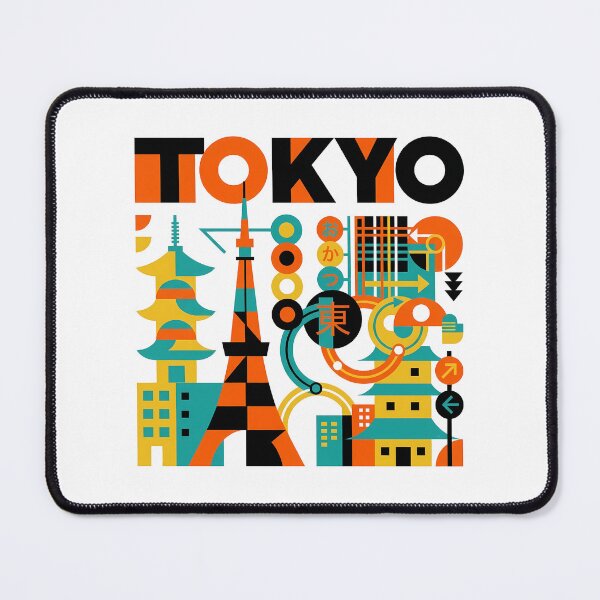 Item preview, Tokyo Neon Never Sleeps – Bauhaus City Art Print, Japan Travel Poster, Geometric Wall Art Gift designed and sold by OzzFrequency.