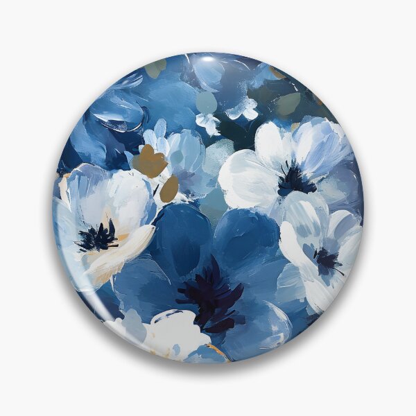 Artikelvorschau, Digitale Kunst im impressionistischen Stil mit blauen und weißen Blumen entworfen und verkauft von DEC02.
