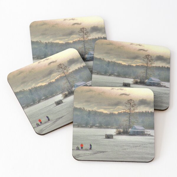 Item preview, Warm Glow on a Cool Scene - Ice Fishing on Newfound Lake designed and sold by Wayne King.