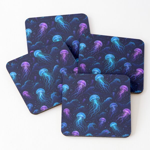 Item preview, Neon Jellyfish Ocean Pattern Dark Aesthetic Design designed and sold by AnnSign.