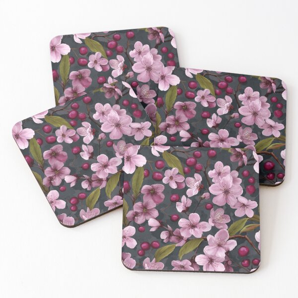 Item preview, Pink Cherry Blossom Berries Botanical Pattern designed and sold by NicolasGlowArt.