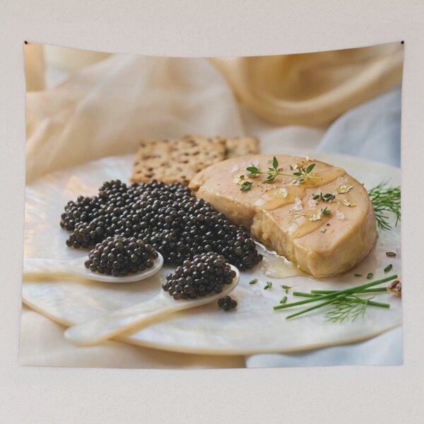 Aperçu de l'œuvre Caviar servi avec du foie gras créée et vendue par Uniqueartai.