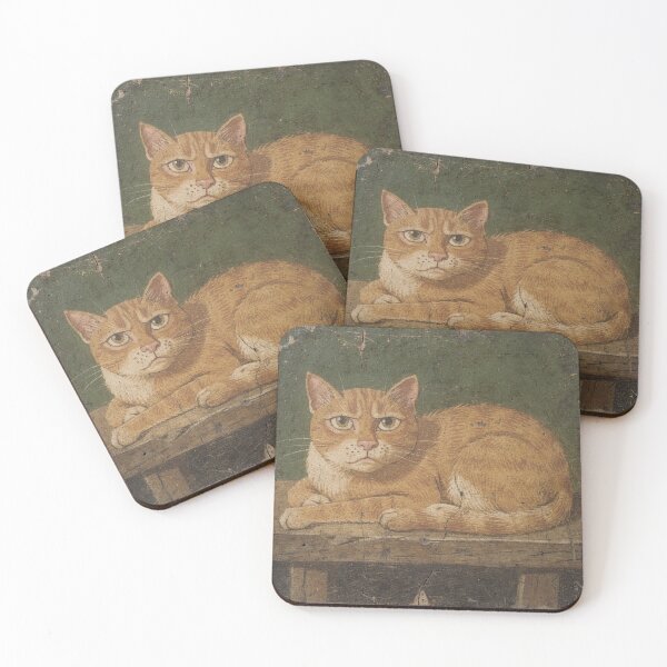 Item preview, Judgmental Orange Cat - Naive Folk Art Portrait designed and sold by PictorialWhimsy.