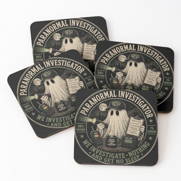 Item preview, Paranormal Investigator Funny Ghost Badge Coffee Horror Design designed and sold by Horror Camp.