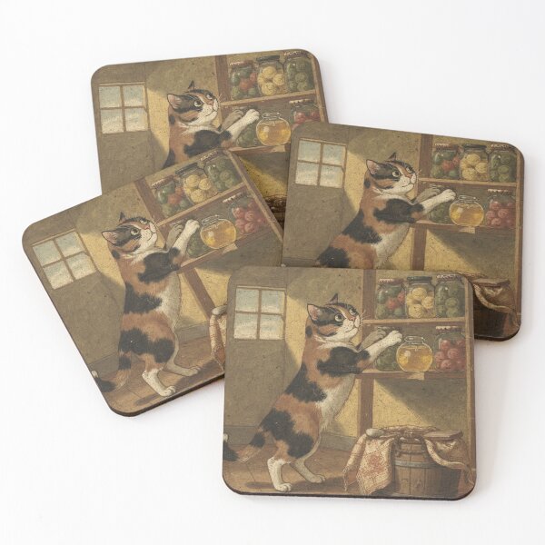 Item preview, Calico Cat Pantry Mischief - Folk Art Portrait designed and sold by PictorialWhimsy.