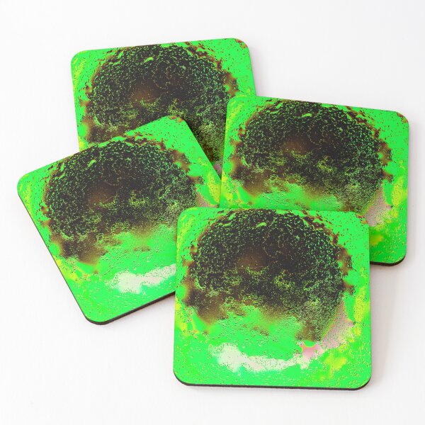 Item preview, Toxic Neon Black Hole - Abstract Green Water Droplets & Cyberpunk Macro Art designed and sold by AbulailArt.