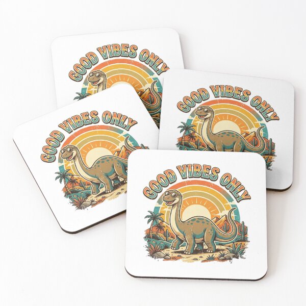 Item preview, Good Vibes Only Dinosaur Shirt | Retro Cute Dino Sunset Positive Graphic Tee designed and sold by CH-4TEE.