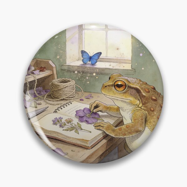 Item preview, Frog Pressing Flowers Journal - Cottagecore Art designed and sold by PictorialWhimsy.