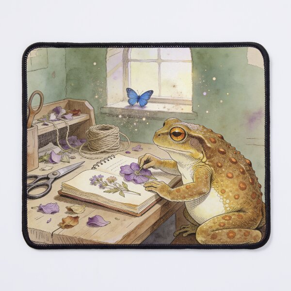 Item preview, Frog Pressing Flowers Journal - Cottagecore Art designed and sold by PictorialWhimsy.