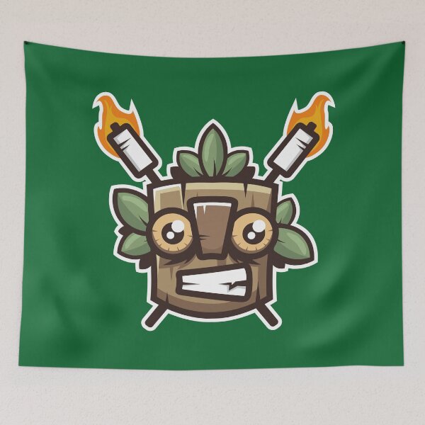 Item preview, Smiling Wooden Mask with Fire – Tribal Spirit Flame Design designed and sold by MerlinWear.