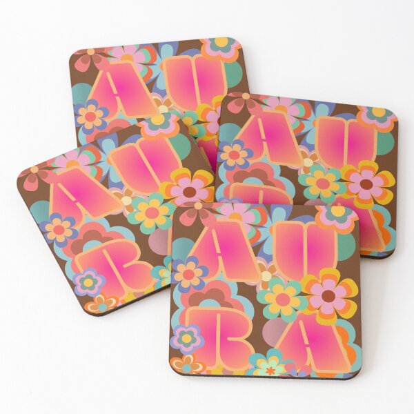 Item preview, Aura bright pink gradient boho flowers designed and sold by InkRiot Studios.