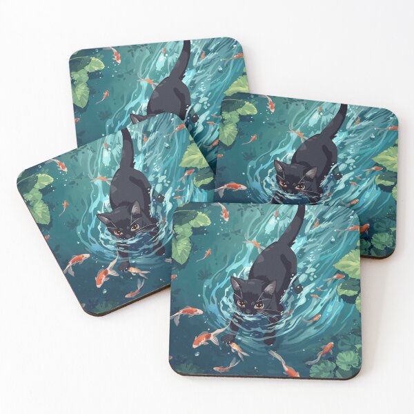 Item preview, Black cat & Goldfishes  designed and sold by JosueShop101.