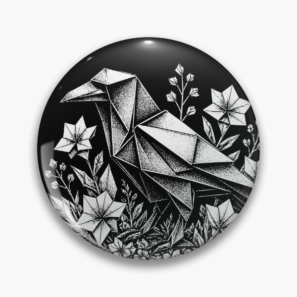 Item preview, Origami Crow in Paper Flowers - Geometric Bird Design - White designed and sold by PrimitiveTees.