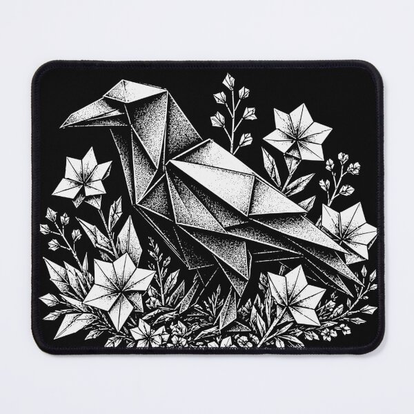 Item preview, Origami Crow in Paper Flowers - Geometric Bird Design - White designed and sold by PrimitiveTees.